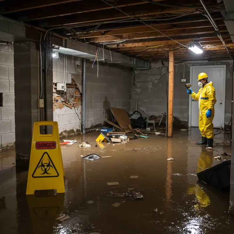 Flooded Basement Electrical Hazard in Union City, OK Property