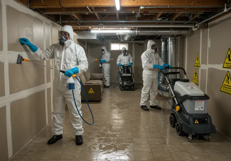 Basement Moisture Removal and Structural Drying process in Union City, OK